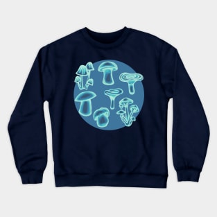 Psychedelic Teal Mushrooms Sticker Pack and All Over Print Crewneck Sweatshirt